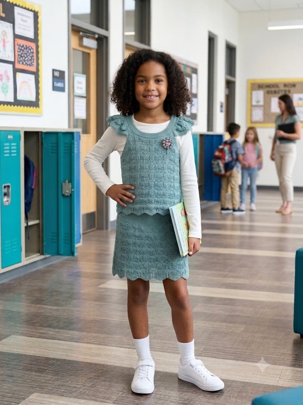 Girls' Seafoam Knit Ruffle Tank & Skirt Set - Stylish Two-Piece, S-8, NWT